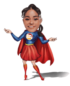 Insurance Ladi cartoon of a superhero with a cape