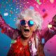 Portrait of a happy senior woman having fun during a birthday party, And can enroll Medicare and Medicare Advantage