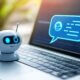 A robot with a laptop that is creating risk management for small businesses