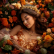 Sleeping beauty sleeping in the flowers waiting to wake up and buy insurance online