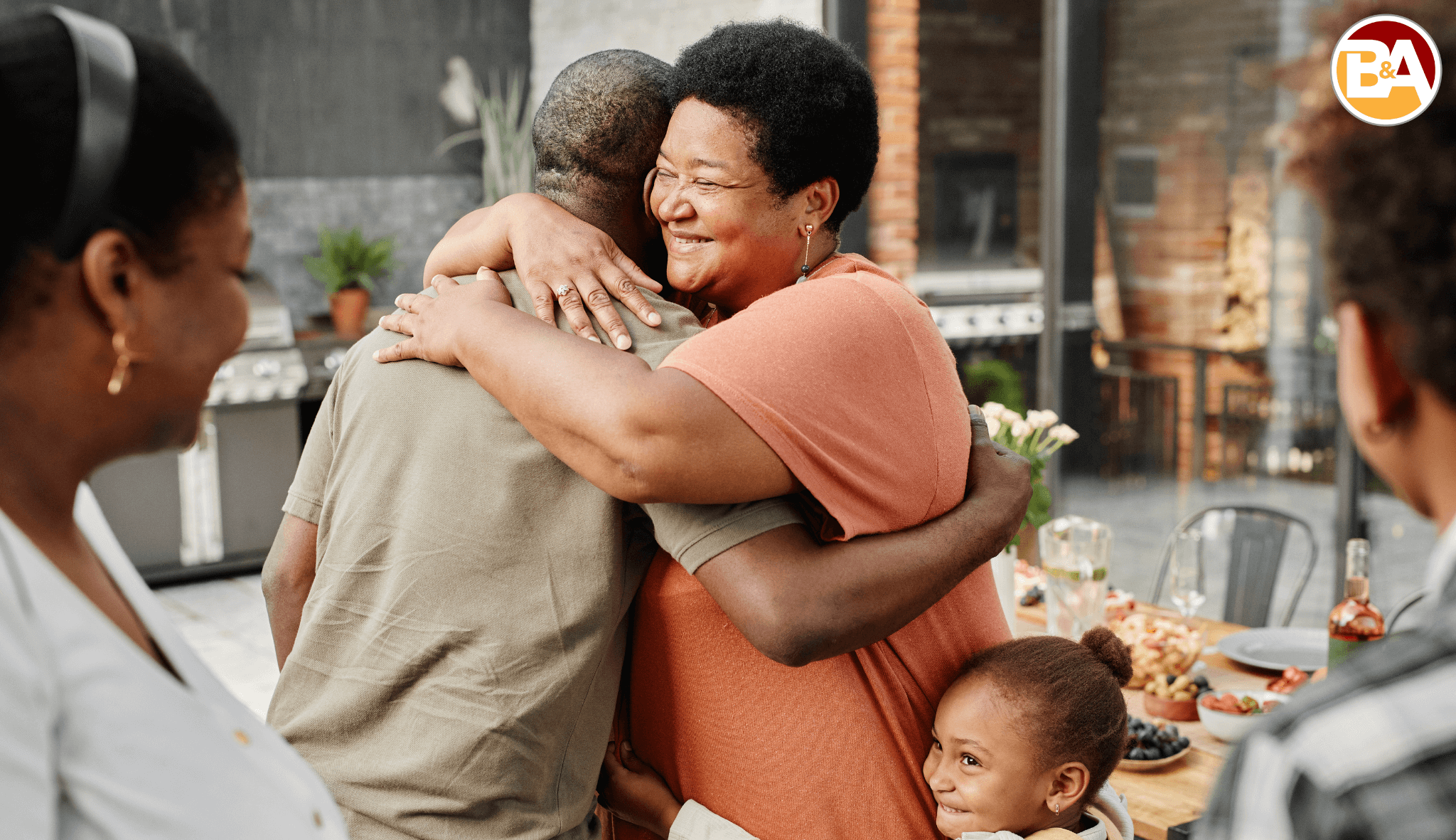 Family hugging with love