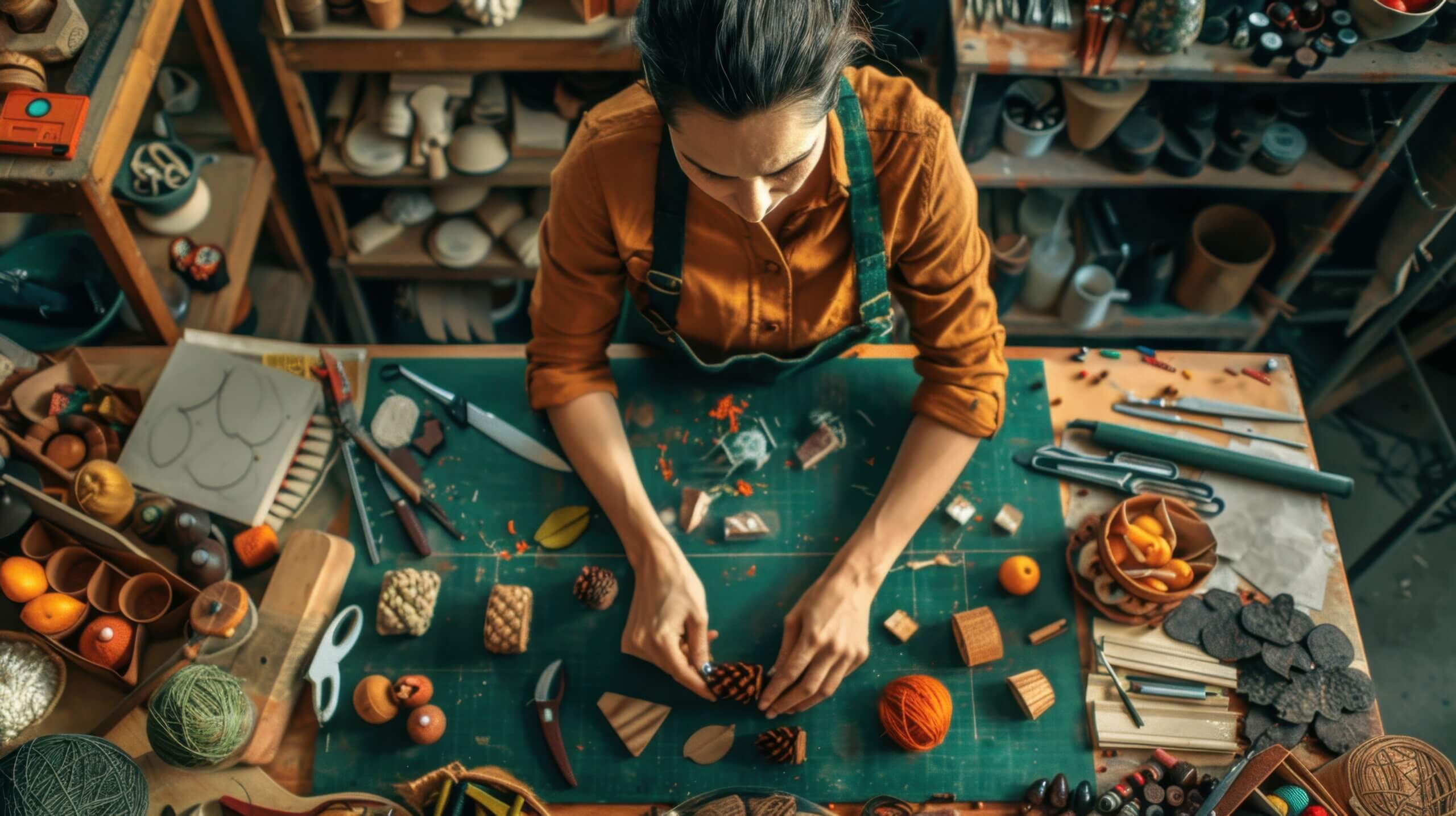 A woman organizing the products for the small business