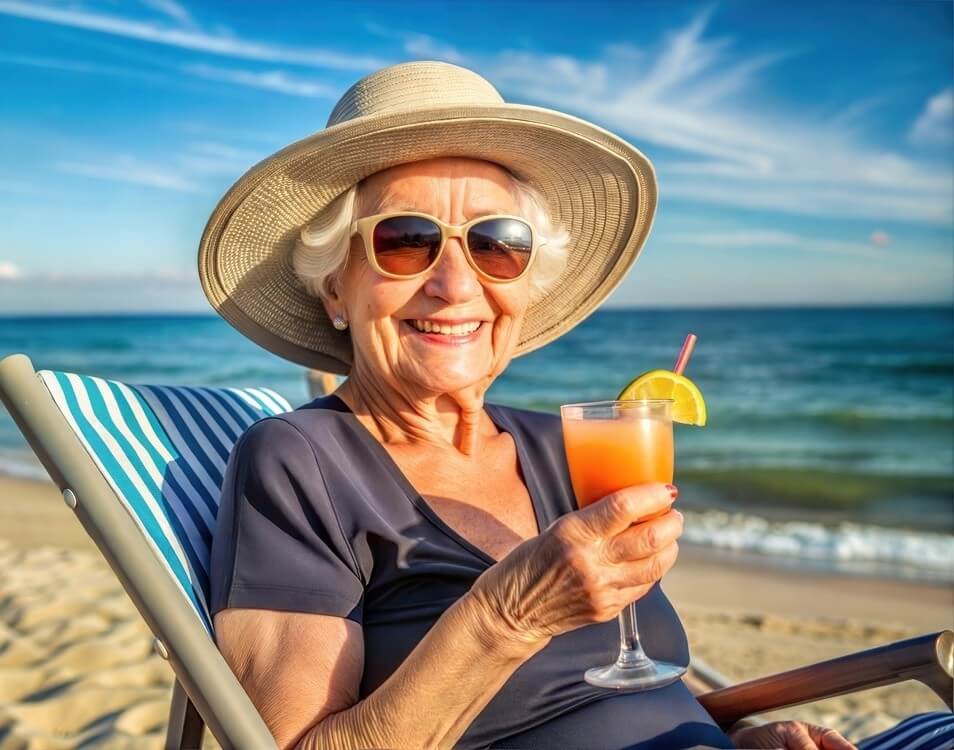 a woman at the beach happy because she has Medicare Advantage Options in Connecticut