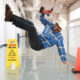 Construction worker falling off a ladder inside a building covered by Workers Compensation Insurance