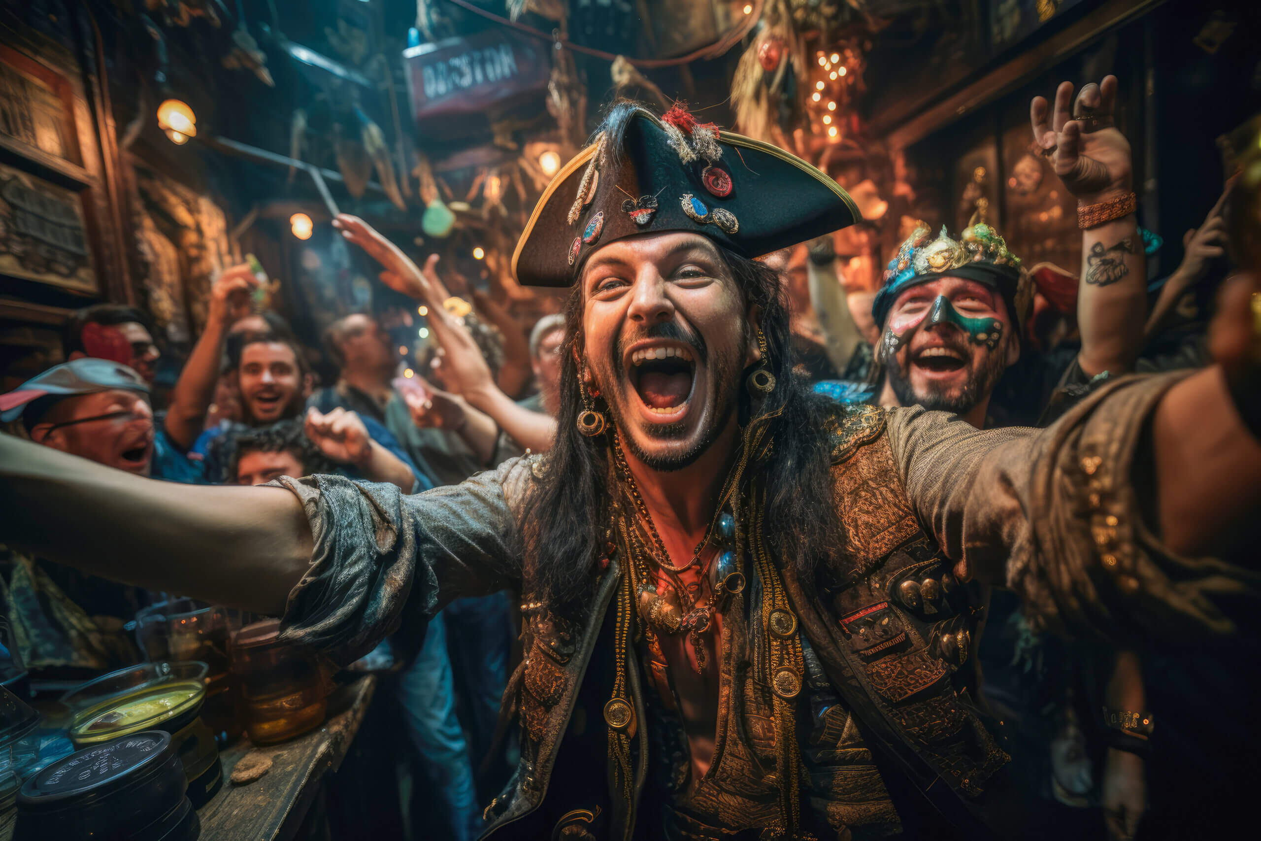 Pirates celebrating a successful raid covered with inland insurance