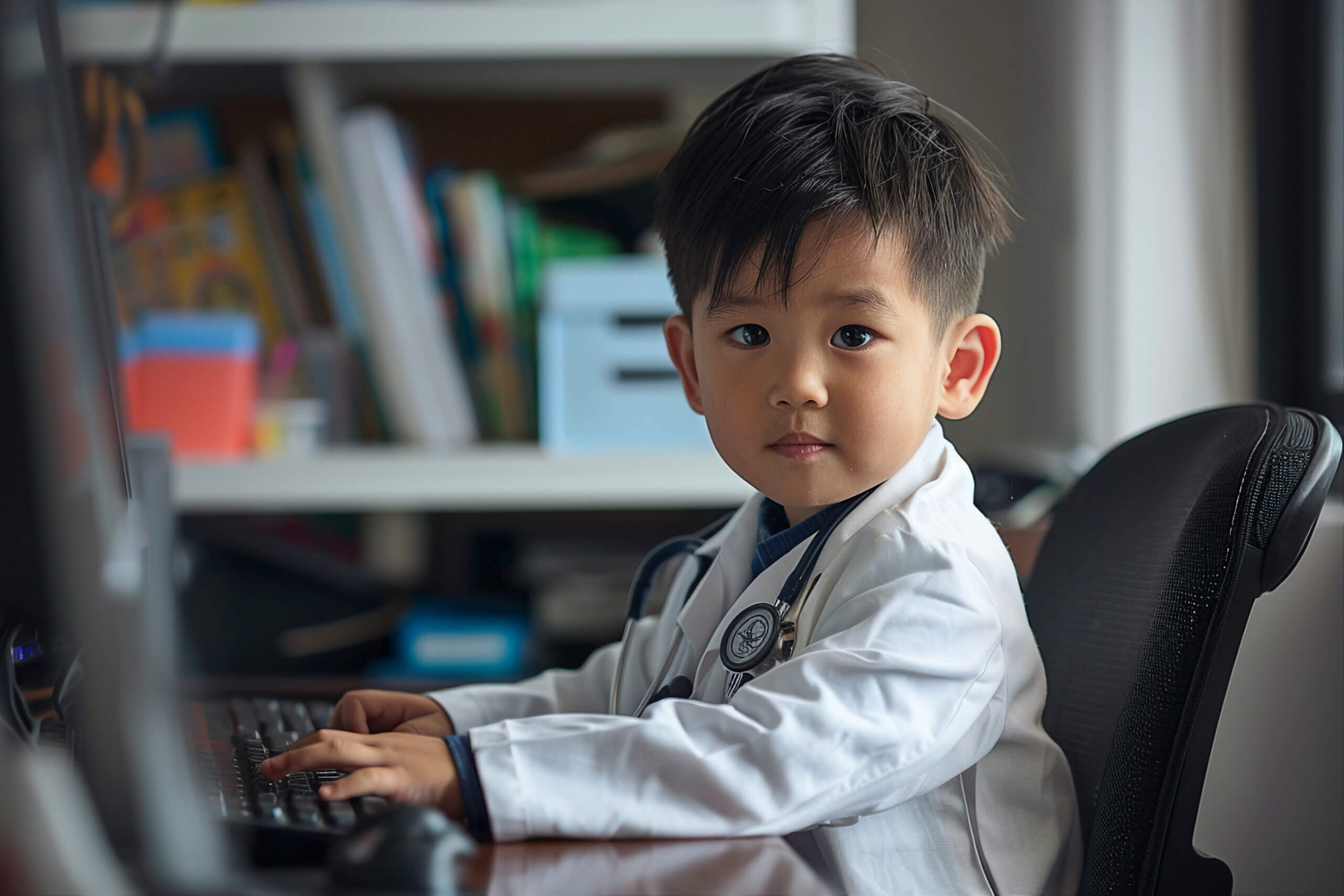 Small kid as a family doctor consultation receiving insurance pills prescription Generative AI illustration