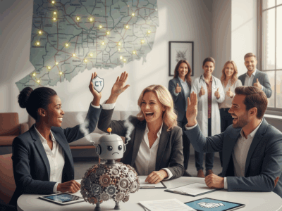 Professional people high five in having insurance