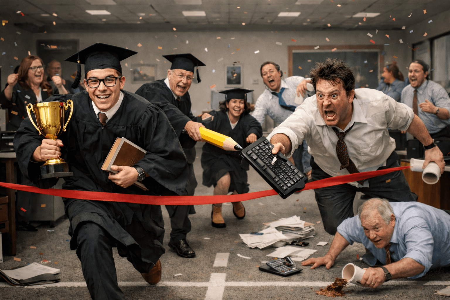 Educated man graduated to offer business insurance