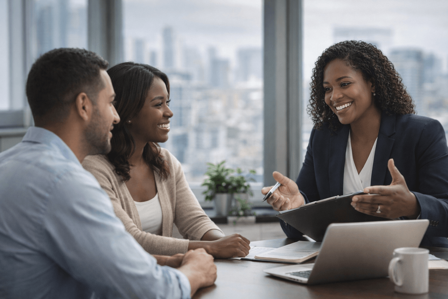 A insurance agent offering small business group health insurance