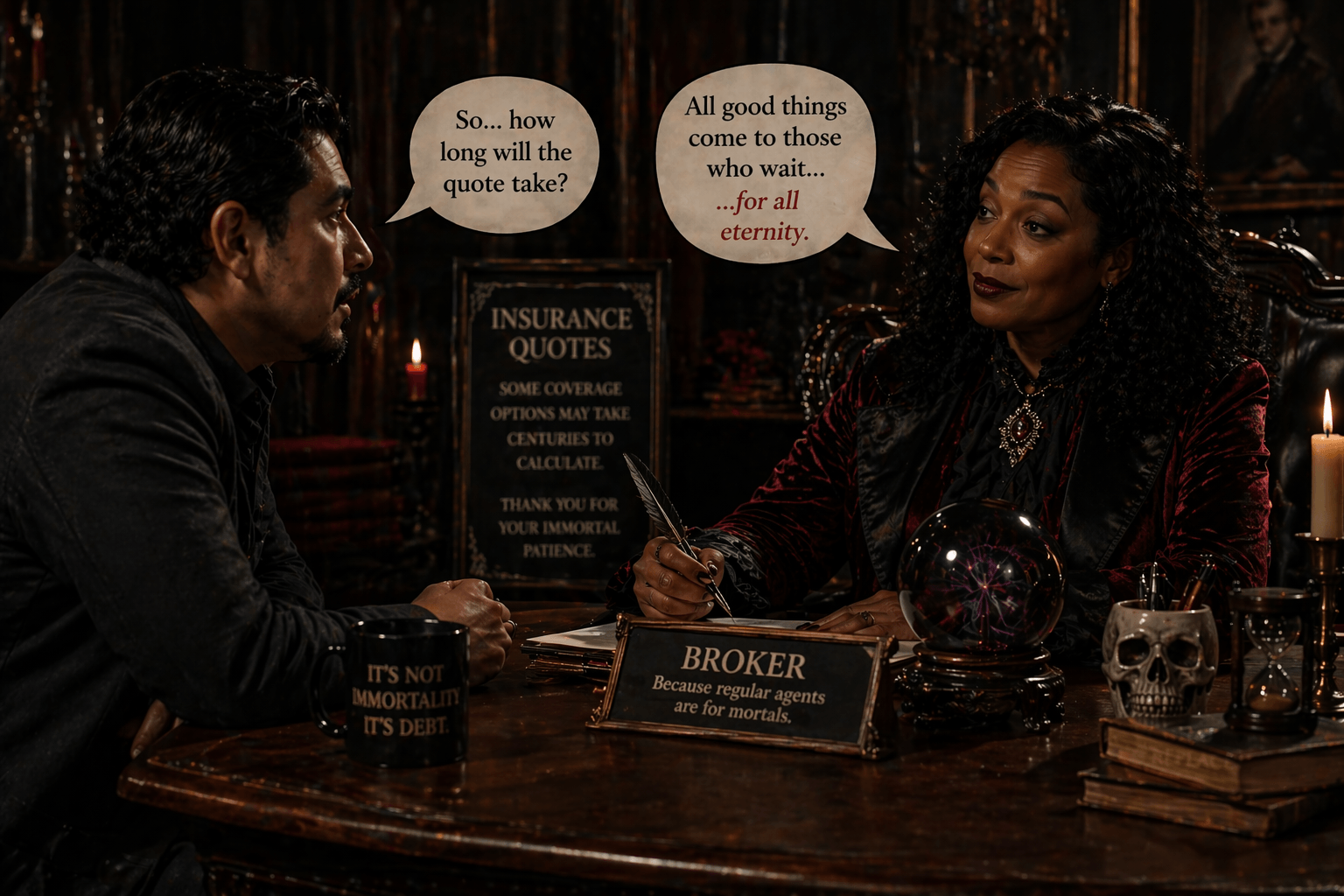 insurance broker interviewing a customer